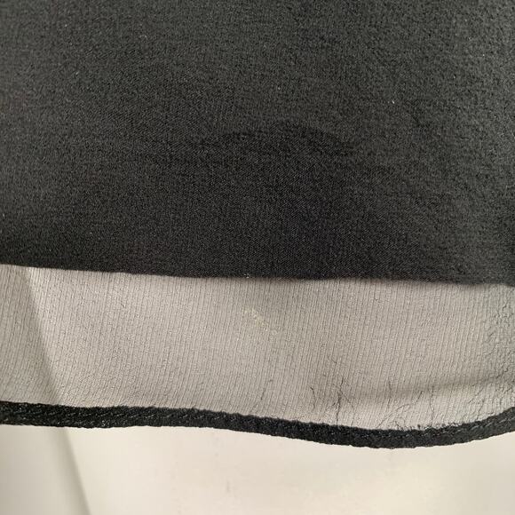 BRUNELLO CUCINELLI Size XL Black Silver Silk Monili Double Layer Dress Top - Picture 5 of 11